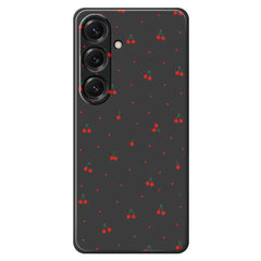 Coque arrière en TPU pour Samsung Galaxy S25, motif cerise rouge, bord droit 