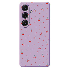 Coque arrière en TPU pour Samsung Galaxy S25, motif cerise rouge, bord droit 