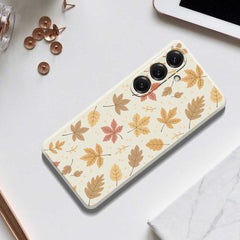 Coque arrière en TPU pour Samsung Galaxy S25, motif feuilles, bord droit 