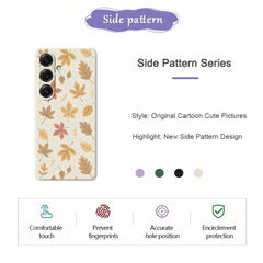 Coque arrière en TPU pour Samsung Galaxy S25, motif feuilles, bord droit 
