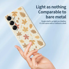 Coque arrière en TPU pour Samsung Galaxy S25, motif feuilles, bord droit 