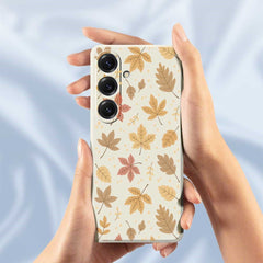 Coque arrière en TPU pour Samsung Galaxy S25, motif feuilles, bord droit 