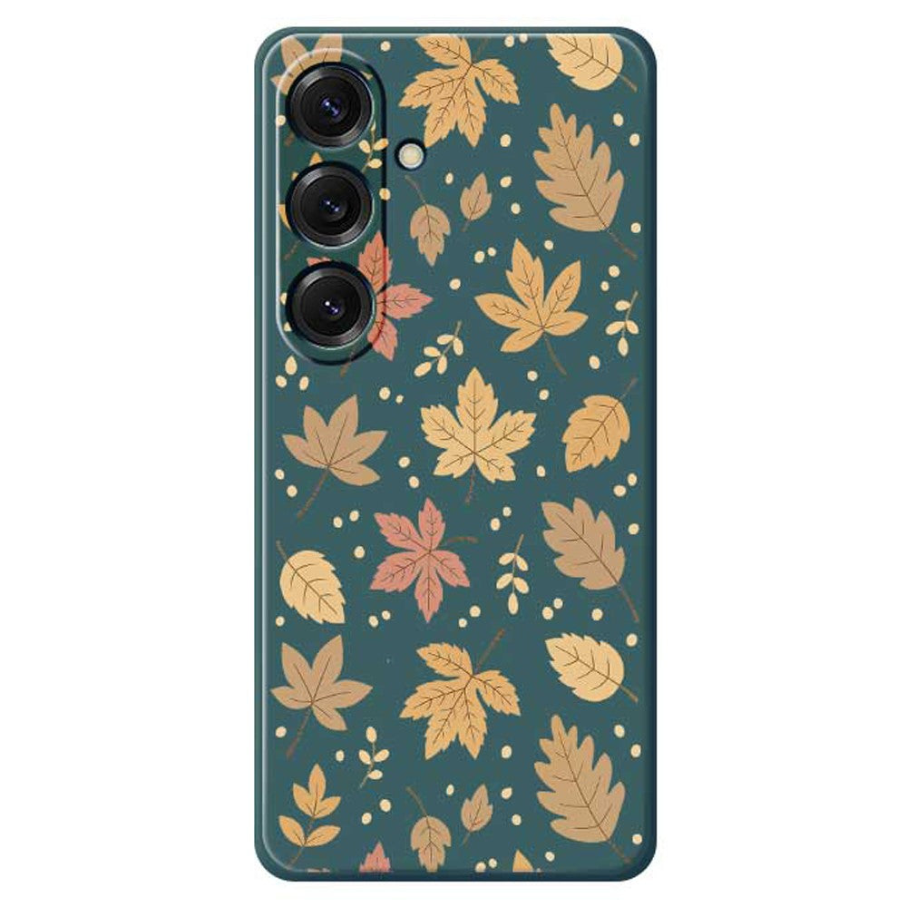 Coque arrière en TPU pour Samsung Galaxy S25, motif feuilles, bord droit 
