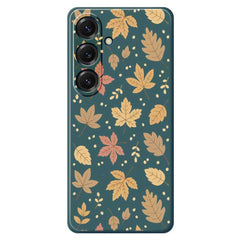 Coque arrière en TPU pour Samsung Galaxy S25, motif feuilles, bord droit 