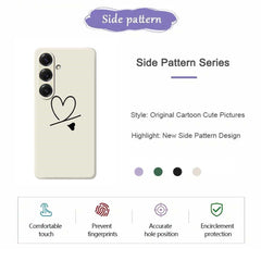 For Samsung Galaxy S25 Case Black Love Pattern Printing Straight Edge TPU Phone Back Cover