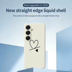 For Samsung Galaxy S25 Case Black Love Pattern Printing Straight Edge TPU Phone Back Cover