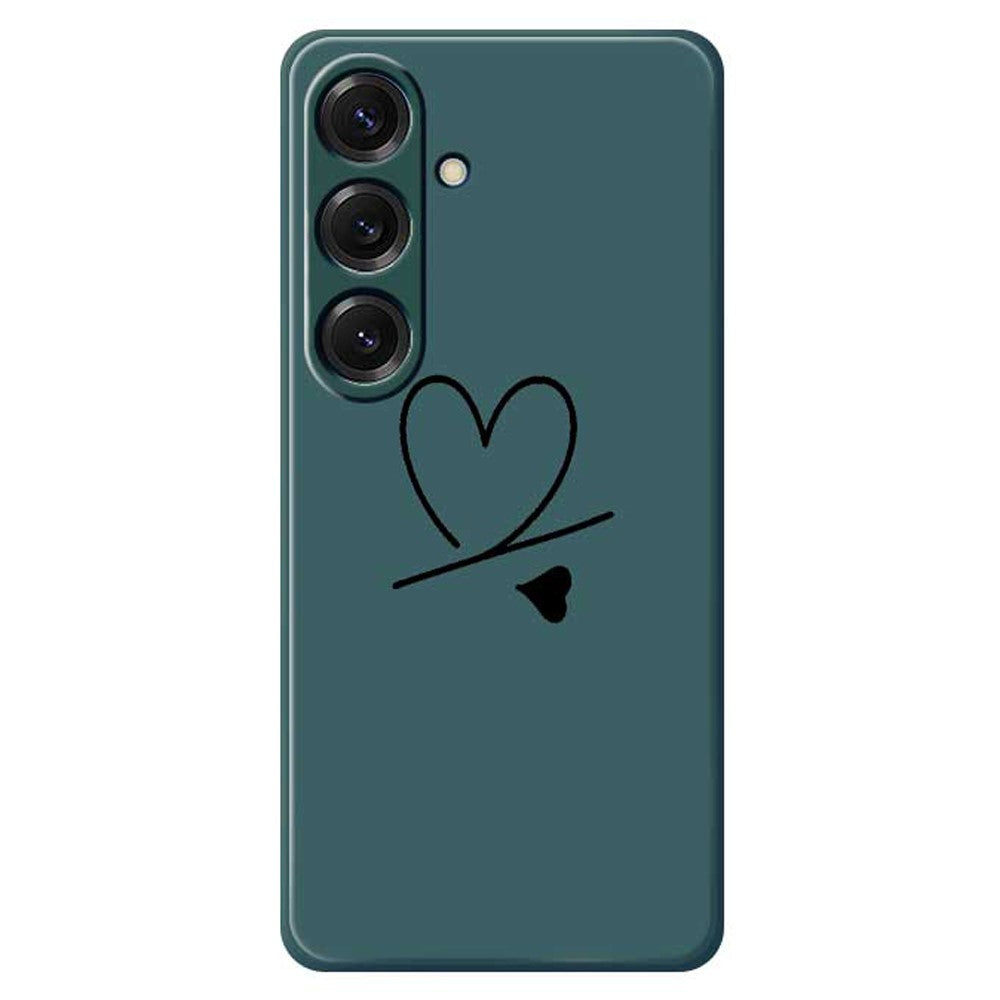For Samsung Galaxy S25 Case Black Love Pattern Printing Straight Edge TPU Phone Back Cover