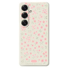 Coque arrière en TPU pour Samsung Galaxy S25, motif petites fleurs roses, bords droits 
