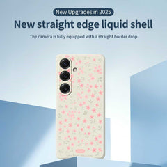 Coque arrière en TPU pour Samsung Galaxy S25, motif petites fleurs roses, bords droits 