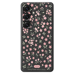 Coque arrière en TPU pour Samsung Galaxy S25, motif petites fleurs roses, bords droits 