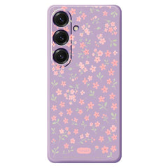 Coque arrière en TPU pour Samsung Galaxy S25, motif petites fleurs roses, bords droits 