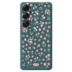 Coque arrière en TPU pour Samsung Galaxy S25, motif petites fleurs roses, bords droits 