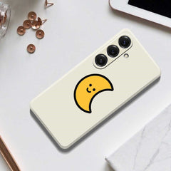 For Samsung Galaxy S25 Case Yellow Moon Pattern Printing Straight Edge TPU Phone Back Cover