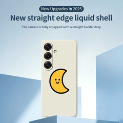For Samsung Galaxy S25 Case Yellow Moon Pattern Printing Straight Edge TPU Phone Back Cover
