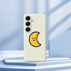 For Samsung Galaxy S25 Case Yellow Moon Pattern Printing Straight Edge TPU Phone Back Cover