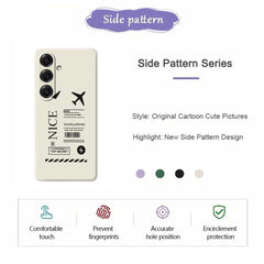 For Samsung Galaxy S25 Case Boarding Ticket Pattern Printing Straight Edge TPU Phone Back Cover