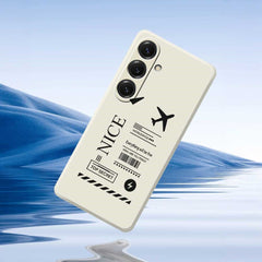 For Samsung Galaxy S25 Case Boarding Ticket Pattern Printing Straight Edge TPU Phone Back Cover