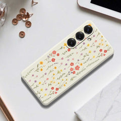 For Samsung Galaxy S25 Case Flowers and Grass Pattern Printing Straight Edge TPU Phone Back Cover