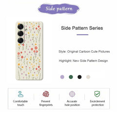 For Samsung Galaxy S25 Case Flowers and Grass Pattern Printing Straight Edge TPU Phone Back Cover
