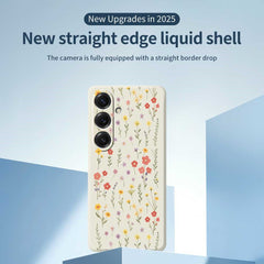 For Samsung Galaxy S25 Case Flowers and Grass Pattern Printing Straight Edge TPU Phone Back Cover