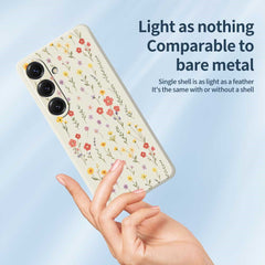 For Samsung Galaxy S25 Case Flowers and Grass Pattern Printing Straight Edge TPU Phone Back Cover
