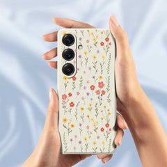 For Samsung Galaxy S25 Case Flowers and Grass Pattern Printing Straight Edge TPU Phone Back Cover