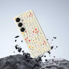 For Samsung Galaxy S25 Case Flowers and Grass Pattern Printing Straight Edge TPU Phone Back Cover