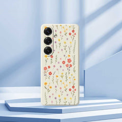 For Samsung Galaxy S25 Case Flowers and Grass Pattern Printing Straight Edge TPU Phone Back Cover