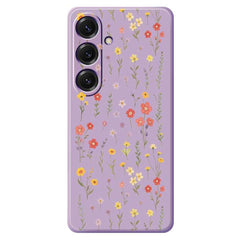 For Samsung Galaxy S25 Case Flowers and Grass Pattern Printing Straight Edge TPU Phone Back Cover