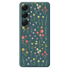 For Samsung Galaxy S25 Case Flowers and Grass Pattern Printing Straight Edge TPU Phone Back Cover