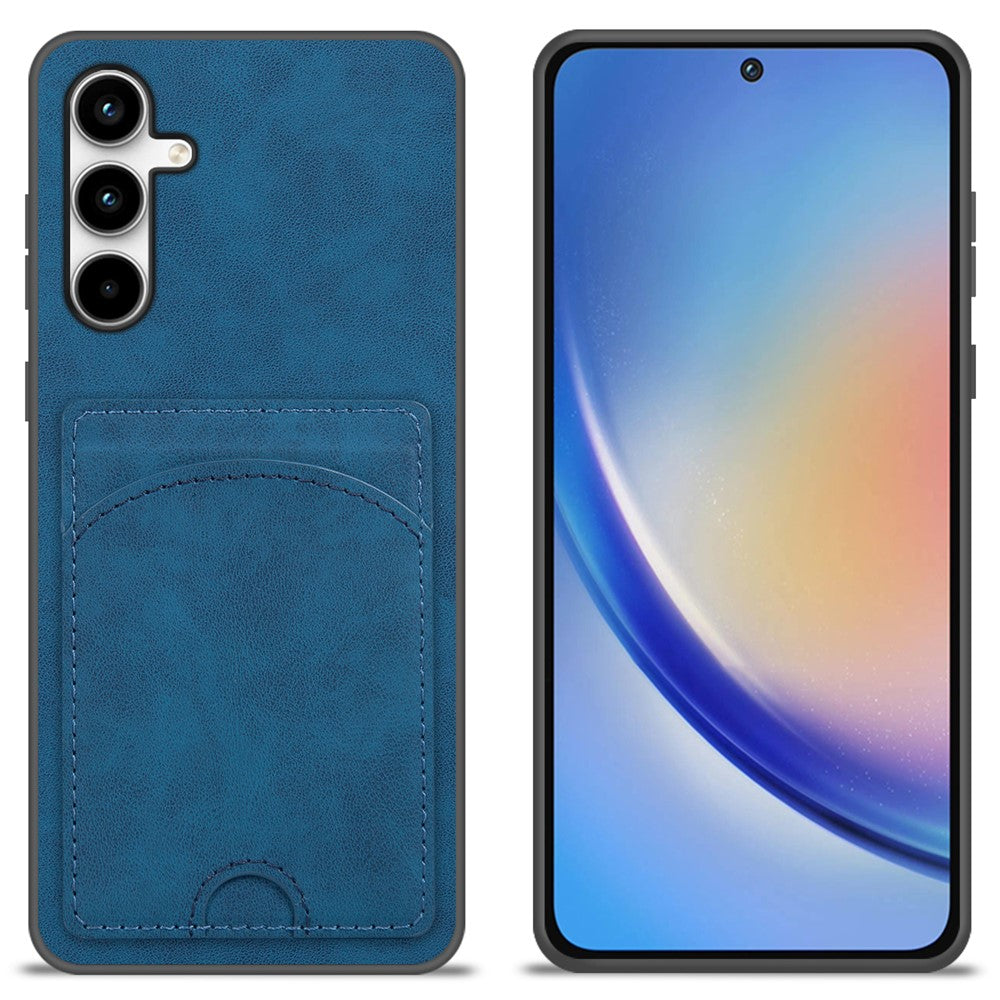 Für Samsung Galaxy S25 FE Hülle Kickstand Lederbeschichtete TPU-Telefonabdeckung mit Kartensteckplatz 