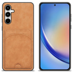 Für Samsung Galaxy S25 FE Hülle Kickstand Lederbeschichtete TPU-Telefonabdeckung mit Kartensteckplatz 
