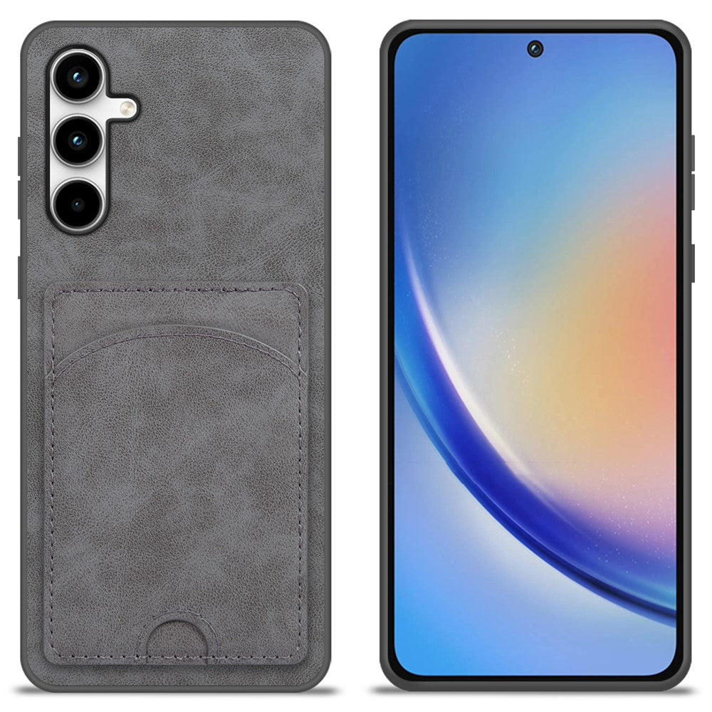 Für Samsung Galaxy S25 FE Hülle Kickstand Lederbeschichtete TPU-Telefonabdeckung mit Kartensteckplatz 