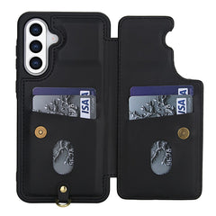 For Samsung Galaxy S25+ / S24+ Case Embroidered Tulips PU Leather Card Holder Back Cover with Shoulder Strap / Wrist Strap