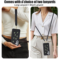 For Samsung Galaxy S25+ / S24+ Case Embroidered Tulips PU Leather Card Holder Back Cover with Shoulder Strap / Wrist Strap