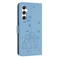 For Samsung Galaxy S25 FE Wallet Case Cats Imprint Leather Phone Cover with Strap