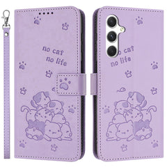 For Samsung Galaxy S25 FE Wallet Case Cats Imprint Leather Phone Cover with Strap