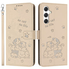 For Samsung Galaxy S25 FE Wallet Case Cats Imprint Leather Phone Cover with Strap