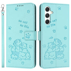 For Samsung Galaxy S25 FE Wallet Case Cats Imprint Leather Phone Cover with Strap