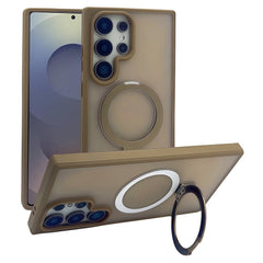 For Samsung Galaxy S25 Ultra Magnetic Case with Kickstand TPU + PC Phone Back Cover