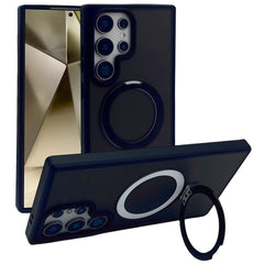 For Samsung Galaxy S24 Ultra Magnetic Case with Kickstand TPU + PC Phone Back Cover