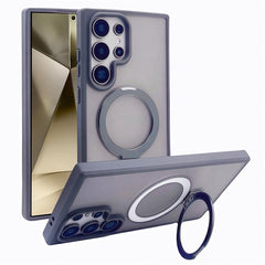 For Samsung Galaxy S24 Ultra Magnetic Case with Kickstand TPU + PC Phone Back Cover
