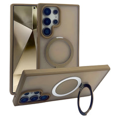 For Samsung Galaxy S24 Ultra Magnetic Case with Kickstand TPU + PC Phone Back Cover