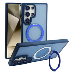For Samsung Galaxy S24 Ultra Magnetic Case with Kickstand TPU + PC Phone Back Cover