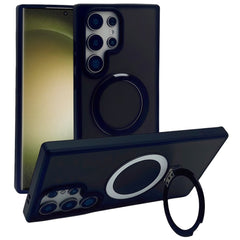 For Samsung Galaxy S23 Ultra Magnetic Case with Kickstand TPU + PC Phone Back Cover