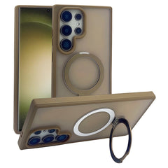 For Samsung Galaxy S23 Ultra Magnetic Case with Kickstand TPU + PC Phone Back Cover