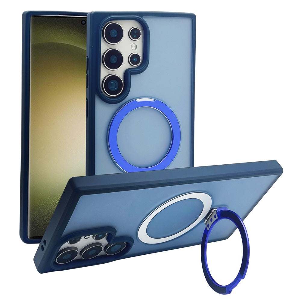 For Samsung Galaxy S23 Ultra Magnetic Case with Kickstand TPU + PC Phone Back Cover