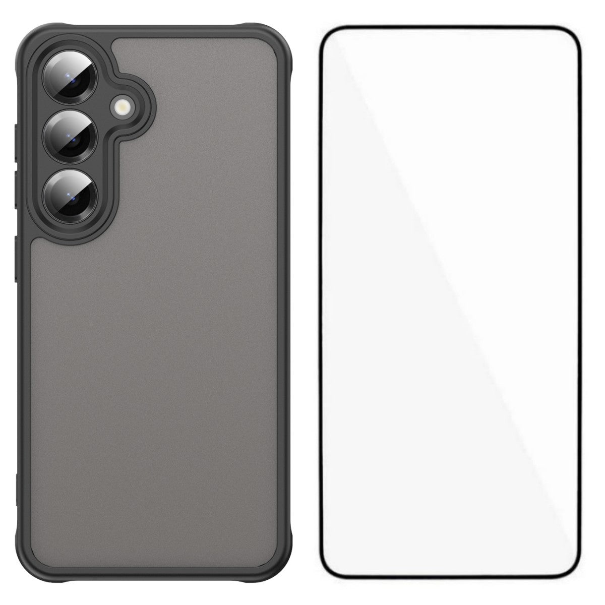 For Samsung Galaxy S25 Case with Screen Film WANLONFENG FD Series Skin Touch TPU PC Phone Back Cover