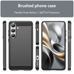 For Samsung Galaxy S25 FE Case with Tempered Glass WANLONFENG LS Series Brushed Texture TPU Phone Cover