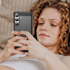 For Samsung Galaxy S25 FE Case with Tempered Glass WANLONFENG LS Series Brushed Texture TPU Phone Cover